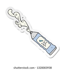 Sticker Of A Cartoon Toothpaste Squirting