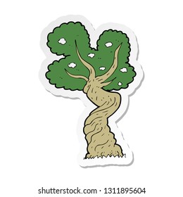sticker of a cartoon twisted old tree