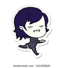 sticker of a cartoon undead vampire girl running
