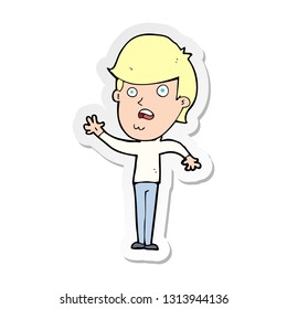 sticker of a cartoon unhappy boy