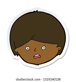 sticker of a cartoon unhappy boy 
