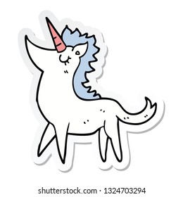 sticker of a cartoon unicorn