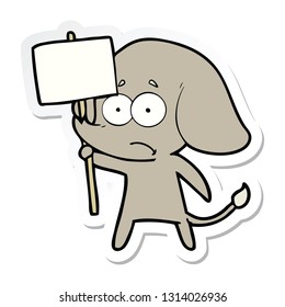 sticker of a cartoon unsure elephant with protest sign