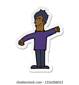 sticker of a cartoon vampire man