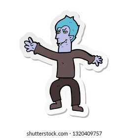 sticker of a cartoon vampire man