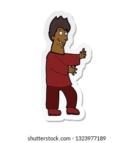 sticker of a cartoon vampire waving hands