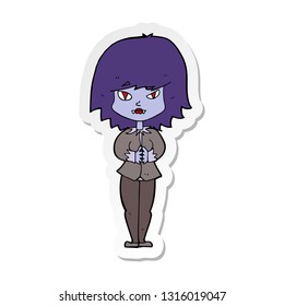 sticker of a cartoon vampire woman