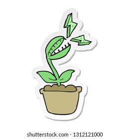 sticker of a cartoon venus fly trap