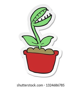 sticker of a cartoon venus fly trap