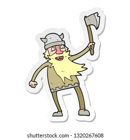 sticker of a cartoon viking