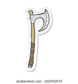 pegatina de un hacha viking de dibujos animados