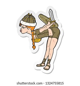 sticker of a cartoon viking girl