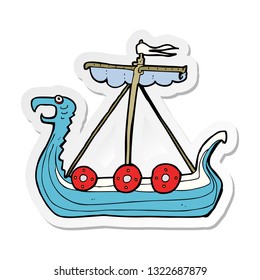 sticker of a cartoon viking ship