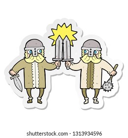 sticker of a cartoon viking warriors