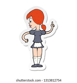 sticker of a cartoon waitress calling order