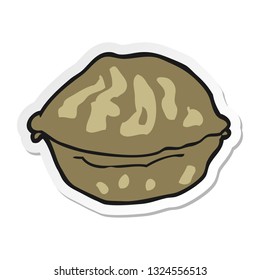 pegatina de una nuez de dibujos animados con caparazón