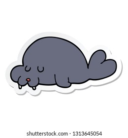sticker of a cartoon walrus