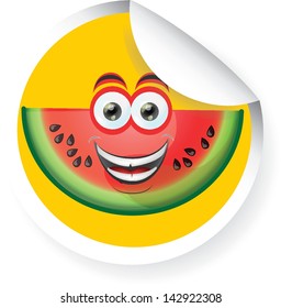 Sticker with cartoon watermelon