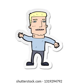 pegatina de una caricatura agitando a un hombre estresado