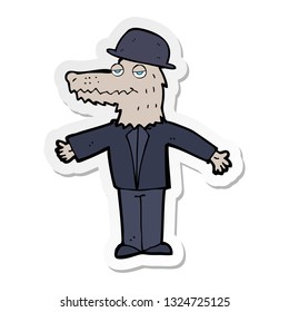 sticker of a cartoon werewolf wearing hat