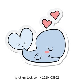 sticker of a cartoon whale in love