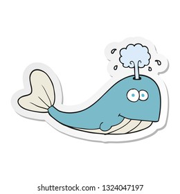 sticker of a cartoon whale spouting water