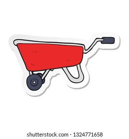 sticker of a cartoon wheelbarrow
