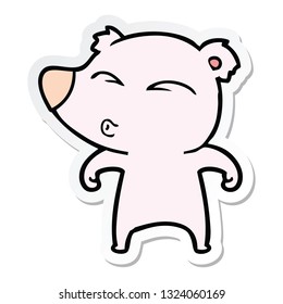 sticker of a cartoon whistling bear