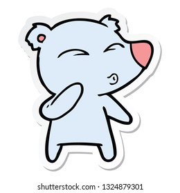 sticker of a cartoon whistling bear