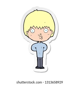 sticker of a cartoon whistling boy