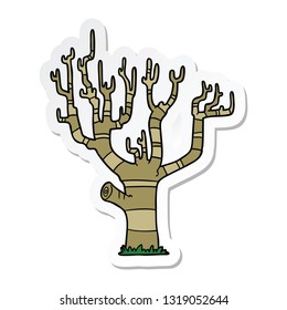 sticker of a cartoon winter tree