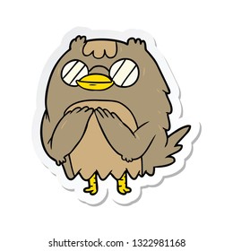 sticker of a cartoon wise old owl