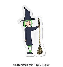 sticker of a cartoon witch