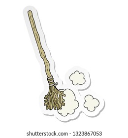 sticker of a cartoon witchs broom