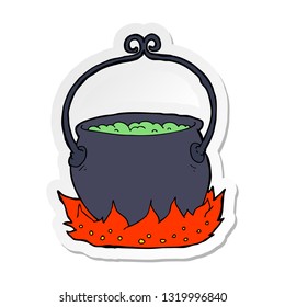 sticker of a cartoon witchs cauldron