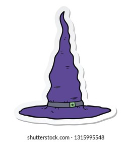 sticker of a cartoon witchs hat