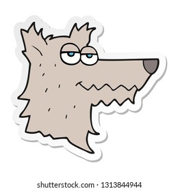 pegatina de una cabeza de lobo de dibujos animados