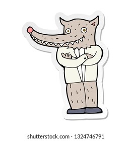 sticker of a cartoon wolf man