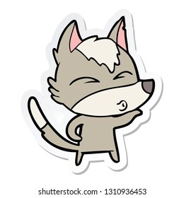 sticker of a cartoon wolf pouting