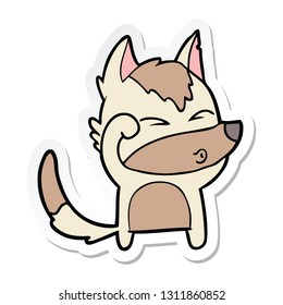 sticker of a cartoon wolf pouting