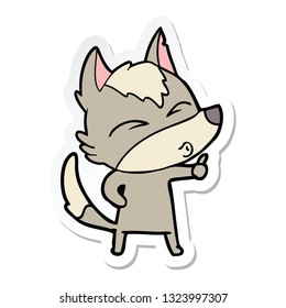 sticker of a cartoon wolf pouting