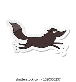 sticker of a cartoon wolf running