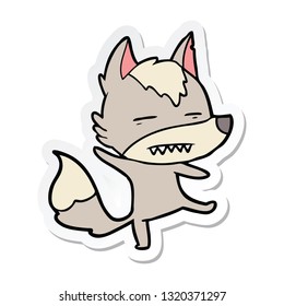 sticker of a cartoon wolf showing teeth
