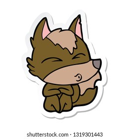 sticker of a cartoon wolf whistling