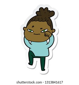 sticker of a cartoon woman