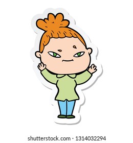 sticker of a cartoon woman