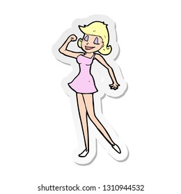 sticker of a cartoon woman with can do attitude
