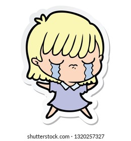 sticker of a cartoon woman crying