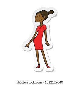 sticker of a cartoon woman in dress