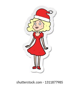sticker of a cartoon woman dressed for christmas